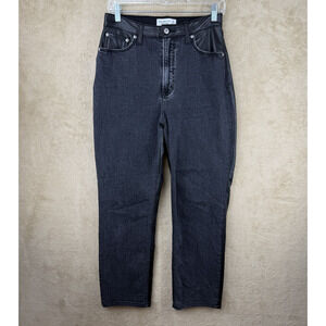 Abercrombie & Fitch Jeans Womens 8 Black‎ Faux Leather High Rise Ankle Straight